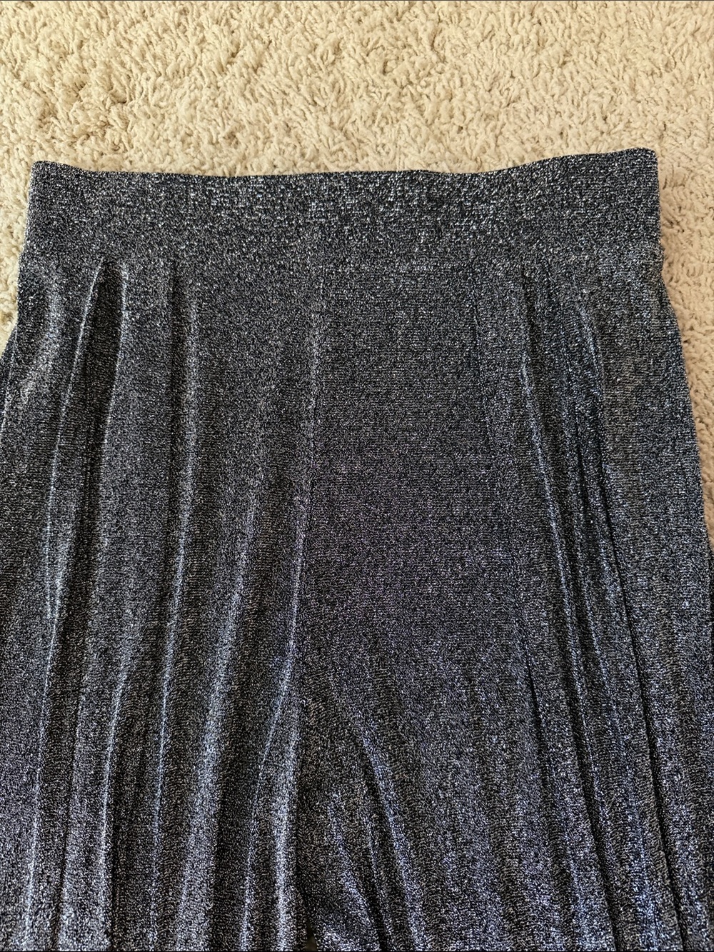 Vici Metallic Wide-Leg Sparkle Pants - Black/Silver - Medium - Picture 2 of 6